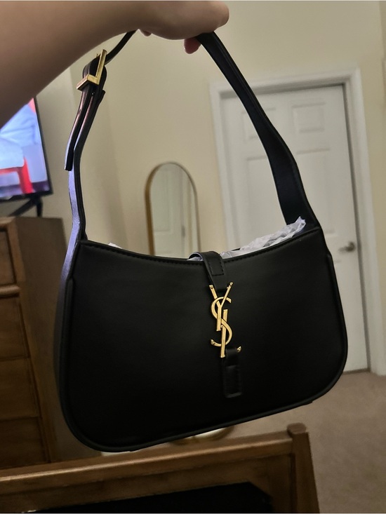 Saint Laurent Handbags - Saint Laurent Black Leather Shoulder Bag with Gold YSL Hardware